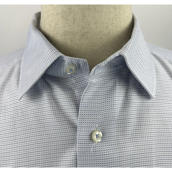 David Donahue Horizontal Dress Shirt Button Up Long Sleeve Size 18 Trim - 34/35 - Picture 2 of 13
